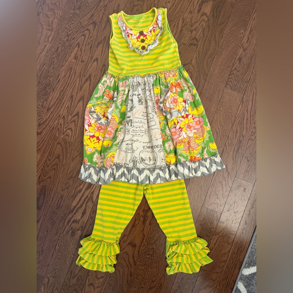 Mustard Pie Green and Yellow Floral Kids Set